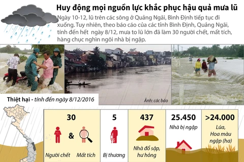 [Infographics] Hàng chục nghìn ngôi nhà bị ngập trong mưa lũ
