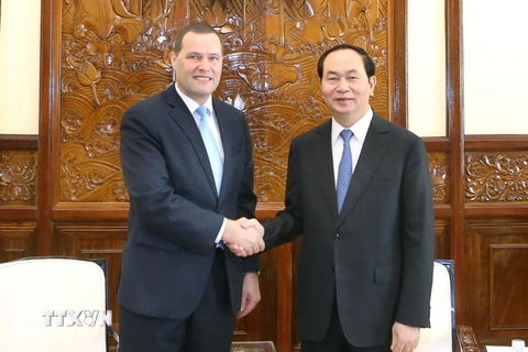 Chủ tịch nước Trần Đại Quang tiếp ông Martin Klepetko, Đại sứ Đặc mệnh toàn quyền Cộng hòa Séc tại Việt Nam đến chào từ biệt, kết thúc nhiệm kỳ công tác tại Việt Nam. (Ảnh: Nhan Sáng/TTXVN)