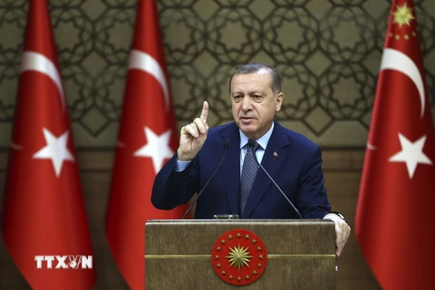 Tổng thống Thổ Nhĩ Kỳ Recep Tayyip Erdogan. (Nguồn: AP/TTXVN)
