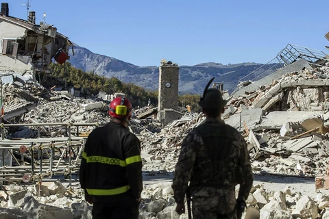 Cảnh đổ nát sau trận động đất ở Italy hồi năm 2016. (Nguồn: AP)