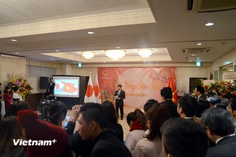 Đại sứ Việt Nam tại Nhật Bản Nguyễn Quốc Cường phát biểu khai mạc. (Ảnh: Thành Hữu/TTXVN)