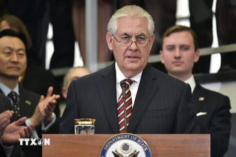 Ngoại trưởng Mỹ Rex Tillerson trong một sự kiện tại trụ sở Bộ ở Washington, ngày 2/2. (Nguồn: AFP/TTXVN)