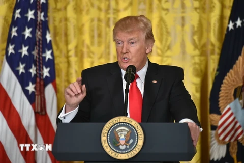 Tổng thống Mỹ Donald Trump tại cuộc họp báo ở Washington, DC ngày 16/2. (Nguồn: AFP/TTXVN)