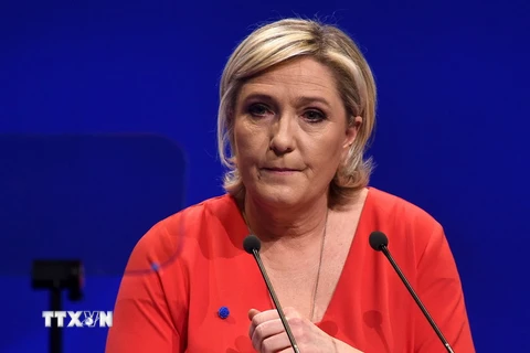 Bà Marine Le Pen phát biểu tại cuộc vận động tranh cử ở Deols, miền trung Pháp ngày 11/3. (Nguồn: AFP/TTXVN)