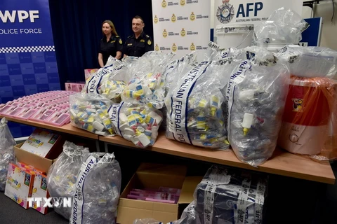 Số ma túy đá thu giữ tại Sydney ngày 15/2/2016. (Nguồn: AFP/TTXVN)