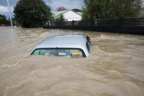 Cảnh ngập lụt ở thị trấn Edgecumbe. (Nguồn: stuff.co.nz)