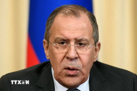 Ngoại trưởng Nga Sergei Lavrov trong cuộc họp báo ở Moskva ngày 9/3. (Nguồn: AFP/TTXVN)