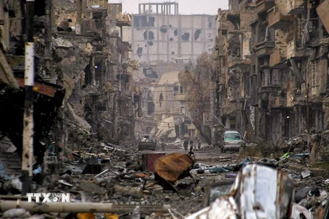 Cảnh đổ nát tại Deir al-Zor, Syria. (Nguồn: Reuters/TTXVN)