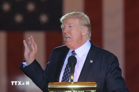 Tổng thống Mỹ Donald Trump phát biểu tại một sự kiện ở Washington, DC ngày 25/4. (Nguồn: AFP/TTXVN)