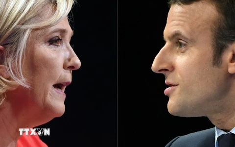 Ứng cử viên Tổng thống Pháp Emmanuel Macron (trái) và Marine Le Pen (phải). (Nguồn: AFP/TTXVN)