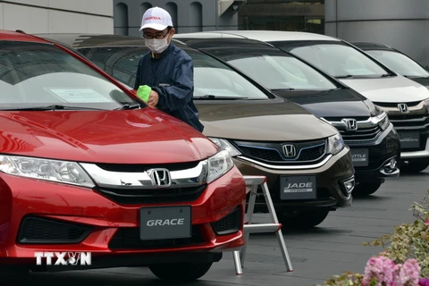Ôtô của hãng Honda được trưng bày tại thủ đô Tokyo, Nhật Bản. (Nguồn: AFP/TTXVN)