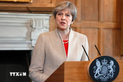 Thủ tướng Anh Theresa May tại một sự kiện ở London ngày 28/4. (Nguồn: AFP/TTXVN)
