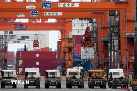 Hàng hóa được vận chuyển tại cảng Tokyo. (Nguồn: AFP/TTXVN)