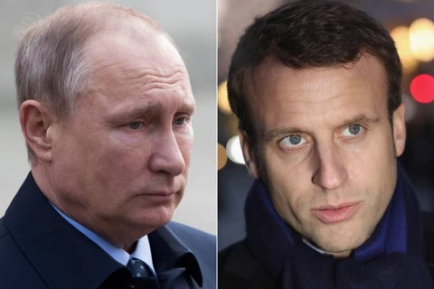 Tổng thống Nga Vladimir Putin (trái) và tân Tổng thống Pháp Emmanuel Macron. (Nguồn: Reuters/Getty Images) 