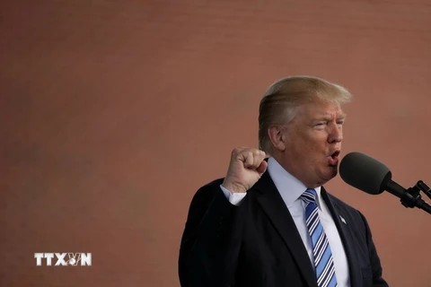 Tổng thống Donald Trump phát biểu tại Lynchburg, bang Virginia ngày 13/5. (Nguồn: AFP/TTXVN)