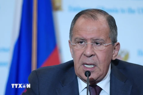 Ngoại trưởng Nga Sergei Lavrov trong cuộc họp báo ở Washington, DC ngày 10/5. (Nguồn: AFP/TTXVN)