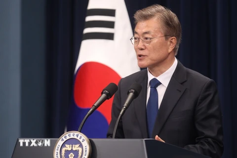 Tân Tổng thống Hàn Quốc Moon Jae-in. (Nguồn: THX/TTXVN)