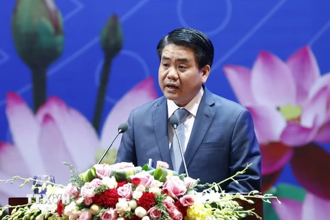 Chủ tịch Ủy ban nhân dân thành phố Hà Nội Nguyễn Đức Chung. (Ảnh: Thống Nhất/TTXVN)