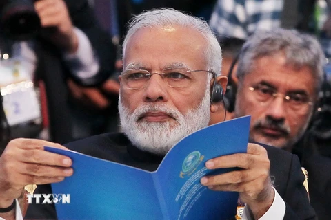 Thủ tướng Ấn Độ Narendra Modi tại hội nghị SCO ở thủ đô Astana, Kazakhstan ngày 9/6. (Nguồn: AFP/TTXVN)