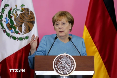 Thủ tướng Đức Angela Merkel phát biểu tại cuộc họp báo ở Mexico City nhân chuyến thăm Mexico ngày 9/6. (Nguồn: EPA/TTXVN)