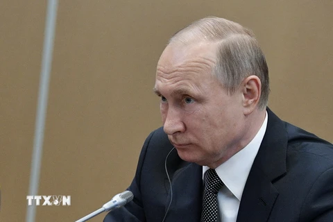 Tổng thống Nga Vladimir Putin tham dự Hội nghị ở Astana, Kazakhastan ngày 8/6. (Nguồn: EPA/TTXVN)