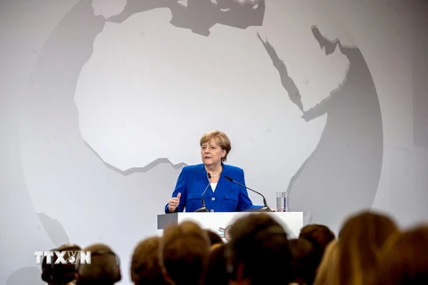 Thủ tướng Đức Angela Merkel phát biểu tại Hội nghị Đối tác G20-châu Phi ở Berlin, Đức ngày 12/6. (Nguồn: AFP/TTXVN)