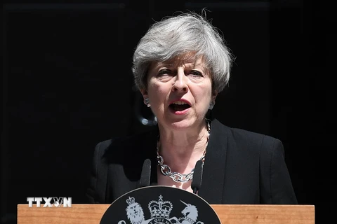 Thủ tướng Anh Theresa May trong bài phát biểu ở London ngày 19/6. (Nguồn: EPA/TTXVN)