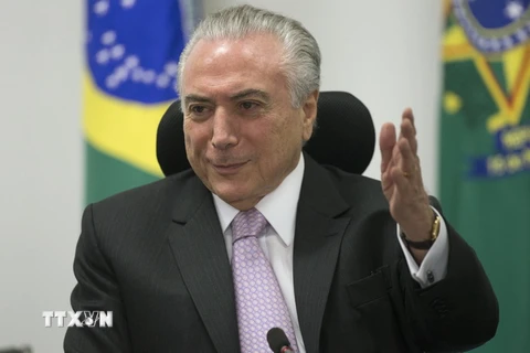 Tổng thống Brazil Michel Temer tại cuộc họp ở Brasilia ngày 29/5. (Nguồn: EPA/TTXVN)