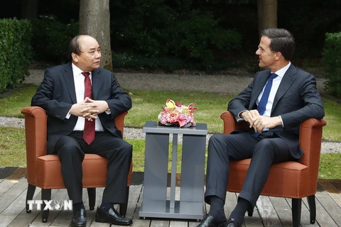 Thủ tướng Nguyễn Xuân Phúc hội đàm với Thủ tướng Vương quốc Hà Lan Mark Rutte. (Ảnh: Thống Nhất/TTXVN)