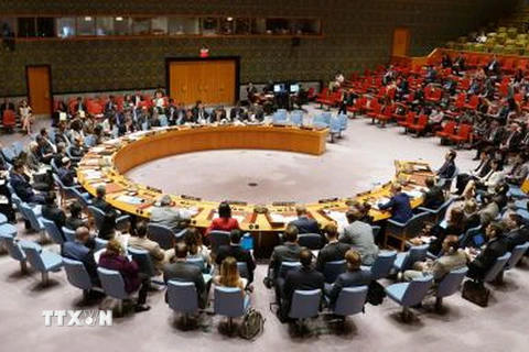 Một phiên họp của Hội đồng Bảo an Liên hợp quốc. (Nguồn: Kyodo/TTXVN)