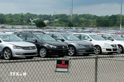 Các mẫu xe Volkswagen tại một bãi đỗ xe ở Pontiac, Michigan (Mỹ) ngày 4/8. (Nguồn: AFP/TTXVN)