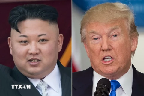 Tổng thống Mỹ Donald Trump (phải) và Nhà lãnh đạo Triều Tiên Kim Jong-Un. (Nguồn: AFP/TTXVN)