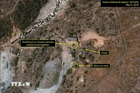 Bãi thử hạt nhân Punggye-ri của Triều Tiên ngày 5/5/2016. (Nguồn: Reuters/TTXVN) 