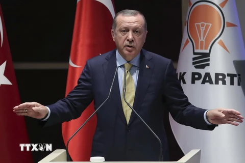 Tổng thống Thổ Nhĩ Kỳ Tayyip Erdogan tại cuộc họp ở Ankara ngày 6/9. (Nguồn: AFP/TTXVN)
