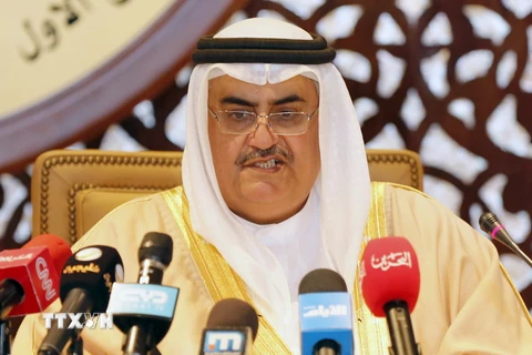 Ngoại trưởng Bahrain Khalid bin Ahmed Al Khalifa phát biểu tại phiên bế mạc Hội nghị thượng đỉnh Hội đồng Hợp tác Vùng Vịnh (GCC) ở Manama, Bahrain ngày 7/9/2016. (Nguồn: AFP/TTXVN)