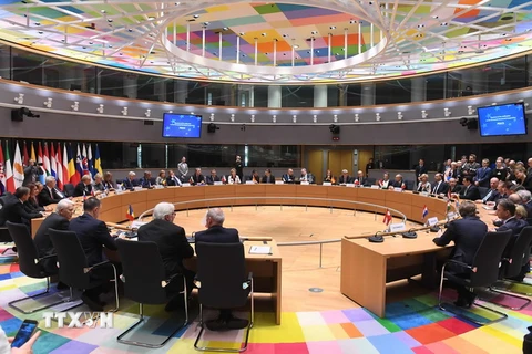 Toàn cảnh cuộc họp các Bộ trưởng Ngoại giao và Quốc phòng EU tại Brussels, Bỉ ngày 13/11. (Nguồn: AFP/TTXVN)