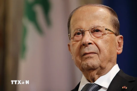 Tổng thống Liban Michel Aoun trong chuyến thăm Paris, Pháp ngày 26/9. (Nguồn: AFP/TTXVN)