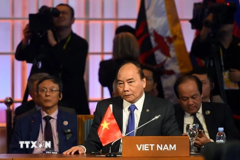 Thủ tướng Chính phủ Nguyễn Xuân Phúc dự Phiên họp Đối tác kinh tế khu vực toàn diện (RCEP). (Ảnh: Thống Nhất/TTXVN)