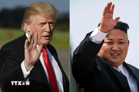 Nhà lãnh đạo Triều Tiên Kim Jong-un (phải) và Tổng thống Mỹ Donald Trump (trái). (Nguồn: AFP/TTXVN)