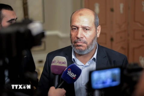 Thủ lĩnh phong trào Hồi giáo Hamas của Palestine Khalil al-Hayya phát biểu tại cuộc họp báo sau khi kết thúc hai ngày đối thoại tại Cairo ngày 22/11. (Nguồn: AFP/TTXVN)