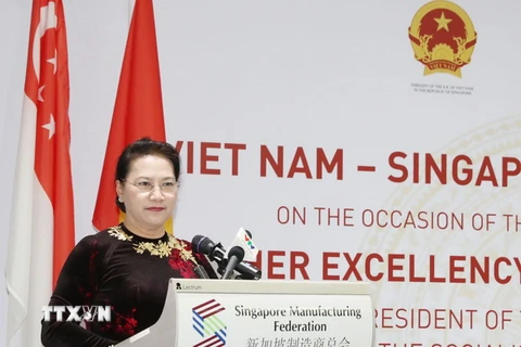 Chủ tịch Quốc hội Nguyễn Thị Kim Ngân phát biểu tại diễn đàn. (Ảnh: Trọng Đức/TTXVN)