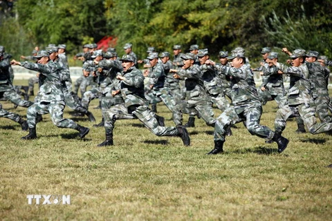 Binh sỹ quân đội Trung Quốc tham gia cuộc diễn tập tại tỉnh Hắc Long Giang. (Nguồn: AFP/TTXVN)