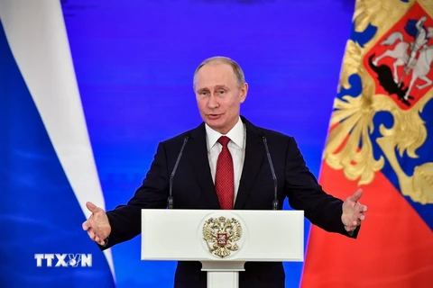 Tổng thống Nga Vladimir Putin phát biểu tại thủ đô Moskva ngày 4/11. (Nguồn: AFP/TTXVN)