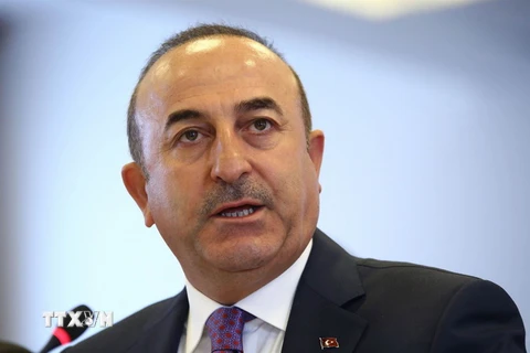 Ngoại trưởng Thổ Nhĩ Kỳ Mevlut Cavusoglu phát biểu tại cuộc họp ở Ankara ngày 16/11. (Nguồn: AFP/TTXVN)