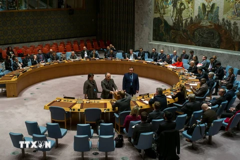 Toàn cảnh một cuộc họp Hội đồng Bảo an Liên hợp quốc ở New York, Mỹ ngày 13/11. (Nguồn: AFP/TTXVN)