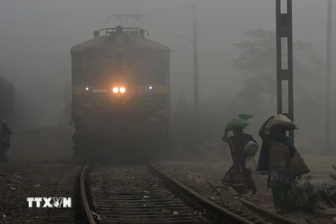 Sương mù dày đặc bao phủ thủ đô New Delhi, Ấn Độ ngày 1/1. (Nguồn: AFP/TTXVN)