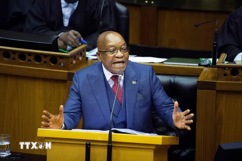 Tổng thống Nam Phi Jacob Zuma phát biểu tại phiên họp ở Cape Town ngày 2/11/2017. (Nguồn: AFP/TTXVN)