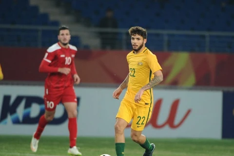De Silva (áo vàng) trong trận U23 Australia thắng đậm U23 Syria. (Nguồn: AFC)