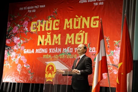 Đại sứ Việt Nam tại Áo Lê Dũng phát biểu tại buổi gặp mặt. (Nguồn: Đại sứ quán Việt Nam tại Áo) 