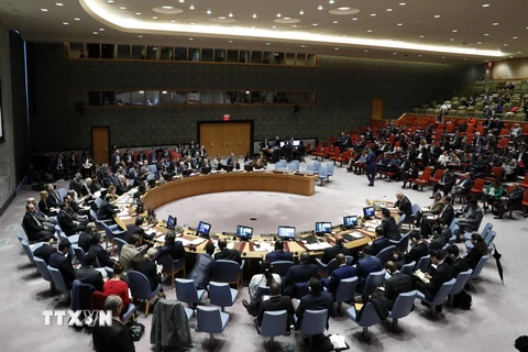 Toàn cảnh phiên họp của Hội đồng Bảo an Liên hợp quốc về Syria ở New York (Mỹ) ngày 22/2. (Nguồn: THX/TTXVN)